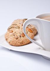 Cup of black coffee with butter biscuit 