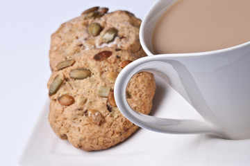 Cup of black coffee with butter biscuit 