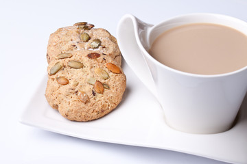 Cup of black coffee with butter biscuit 