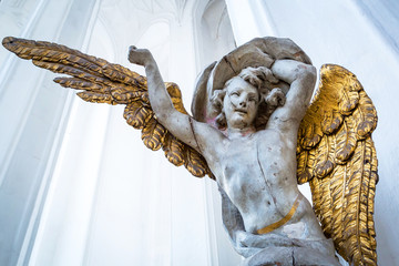 Angel in the interior of St. Mary's Basilica, Gdansk - Poland - obrazy, fototapety, plakaty