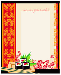 menu for sushi with cherry