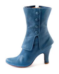Glamourous blue leather high heel boot