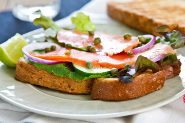 Smoked salmon sandwich
