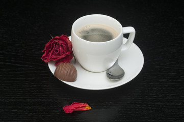 Coffee with a rose