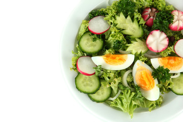 Fresh mixed salad with eggs, salad leaves and other vegetables,