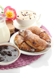 Light tasty breakfast, isolated on white.