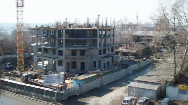 Time lapse arrival of spring on the construction site