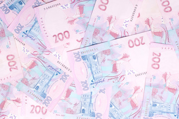 Background of national currency notes. Ukrainian currency.