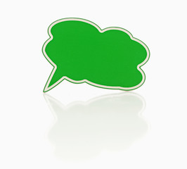 green speech bubble on white background