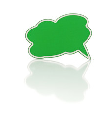 green speech bubble on white background