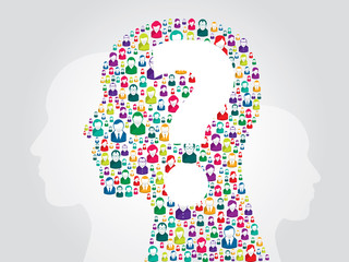 Human head with question mark