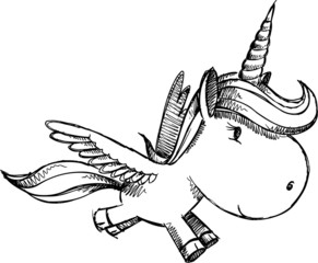 Sketch Doodle Unicorn Pegasus Art