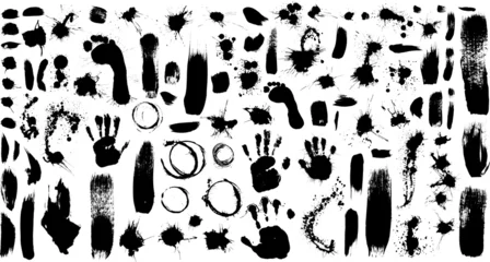 Papier Peint photo autocollant Dessin animé Brush strokes and Paint Splatters Vector set