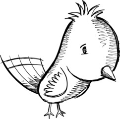 Cute Doodle Sketch Bird Art