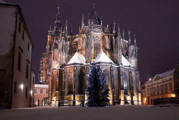 Naklejka premium Christmas in Prague, the cathedral of St. Vitus