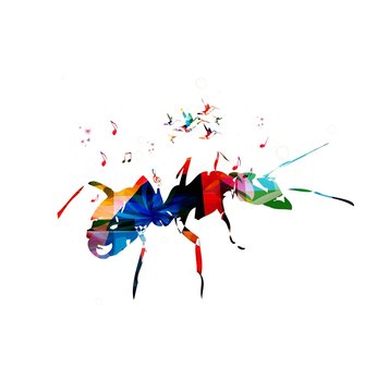 Colorful vector ant background with hummingbirds