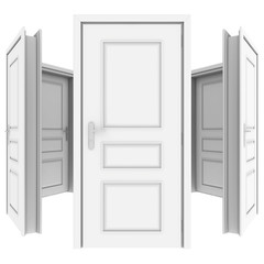 set of doors isolated on white background