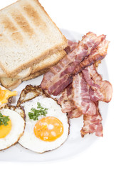 Fried Eggs and Bacon isolated on white