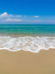 Fototapeta na wymiar A beach view on a sunny day in Mediterranean coast