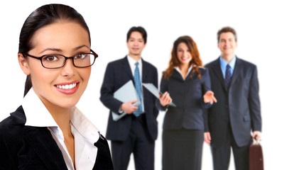 Business woman and a group of people.