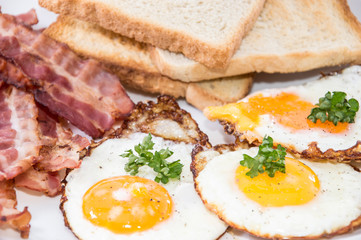 Fried Eggs and Bacon on a plate