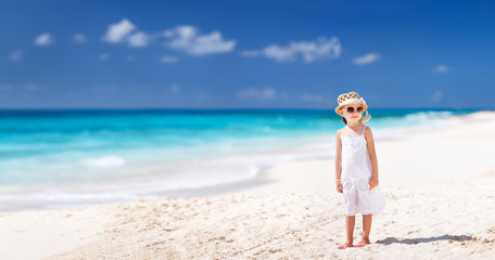 Fototapeta na wymiar Adorable little girl na plaży