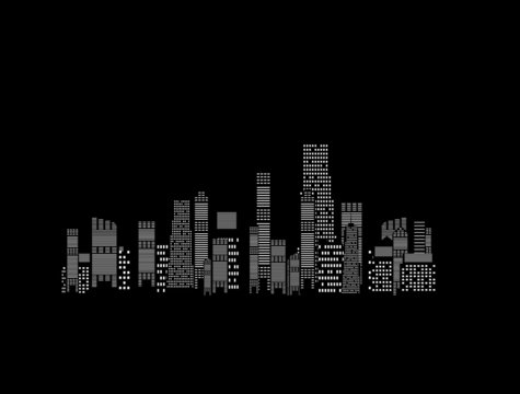 vector illustration of cities silhouette on black background