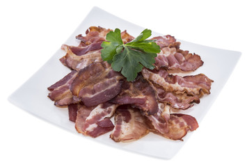 Heap of Bacon on white