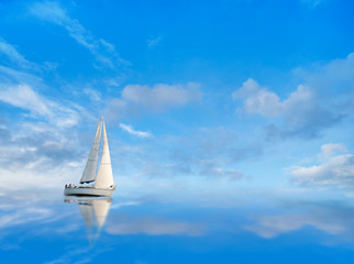 Yacht on blue sky