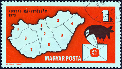 Postal Code Map of Hungary (Hungary 1973)