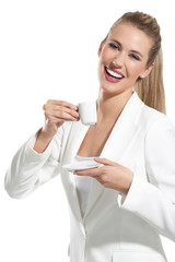 young beautiful woman drink a coffee