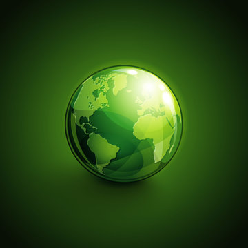 background with green globe icon