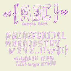 Hand drawn doodle alphabet. Vector