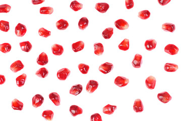 garnet seeds isolated on white background
