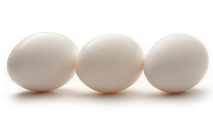 Eggs on the white background