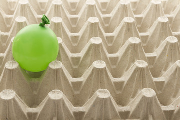 balloon in egg container
