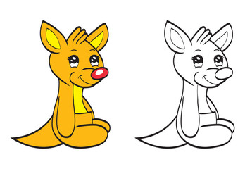 Cute cartoon baby kangaroo