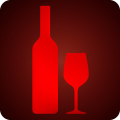 illustration with bottle and wineglass. bar sign