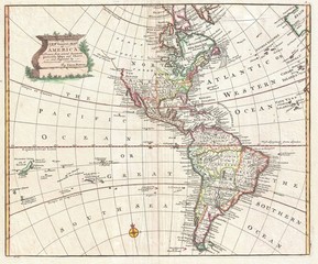 North and South America vintage map