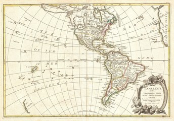 North and South America vintage map