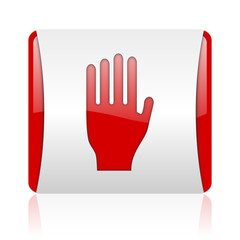 stop red and white square web glossy icon