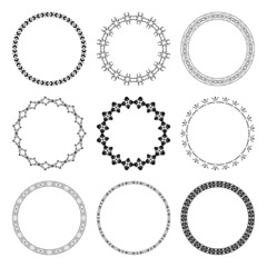 set of black round frames with ornament - vector
