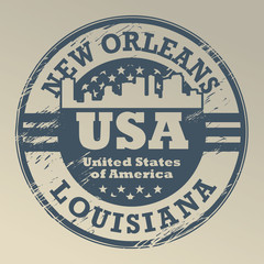 Stamp with name of Louisiana, New Orleans, vector