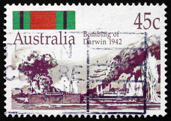 Postage stamp Australia 1992 Bombing of Darwin, 1942