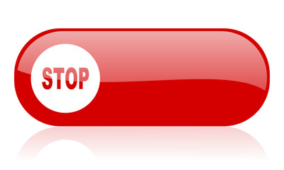 stop red web glossy icon
