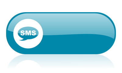 sms blue web glossy icon