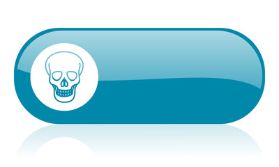 skull blue web glossy icon