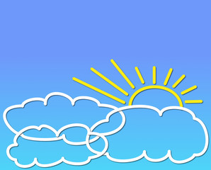 sole nuvole illustrazione stilizzata del cielo azzurro di pomeriggio
