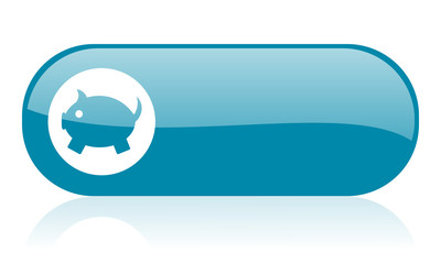 Fototapeta premium piggy bank blue web glossy icon