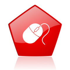 mouse red web glossy icon